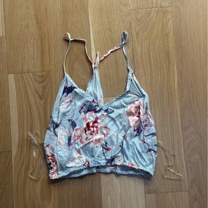 Solemio Women’s Light Blue Floral Crop Top Size M and Midi Skirt Set Size L.